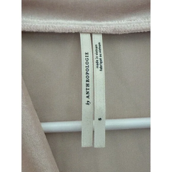 Anthropologie Krisha Velvet Mock Neck Short Sleeve Top Light Pink Blush Women S - Picture 4 of 8